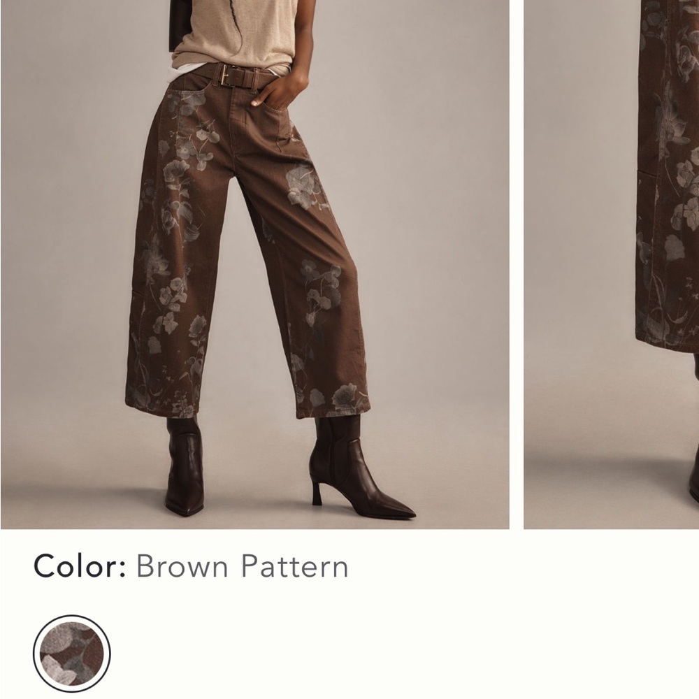 Pilcro Brown Floral Cropped Pants